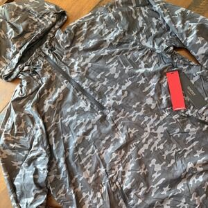 Ghost Golf Wind Zone Hybrid Jacket Mens XL Gray Camo Hooded Windbreaker Pullover